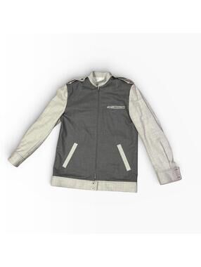 Elevee Custom Jacket Mens L Gray Minimalist Zip Wool Feel Designer Coat